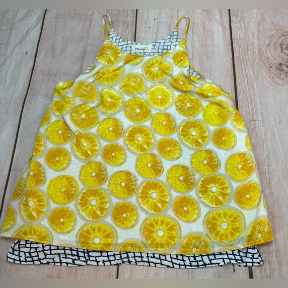 Anthropolgie Porridge Women’s XS Lemons Print Layered Silky Flowy Tank Top - Picture 7 of 9